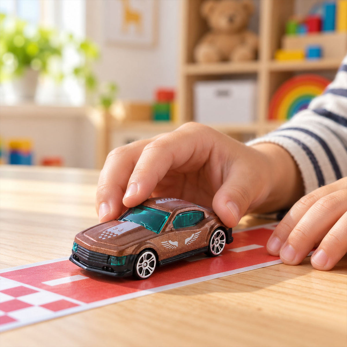 Die Cast Pullback Racer Toy Car With Metallic Finish For Kids Play (1 Pc)
