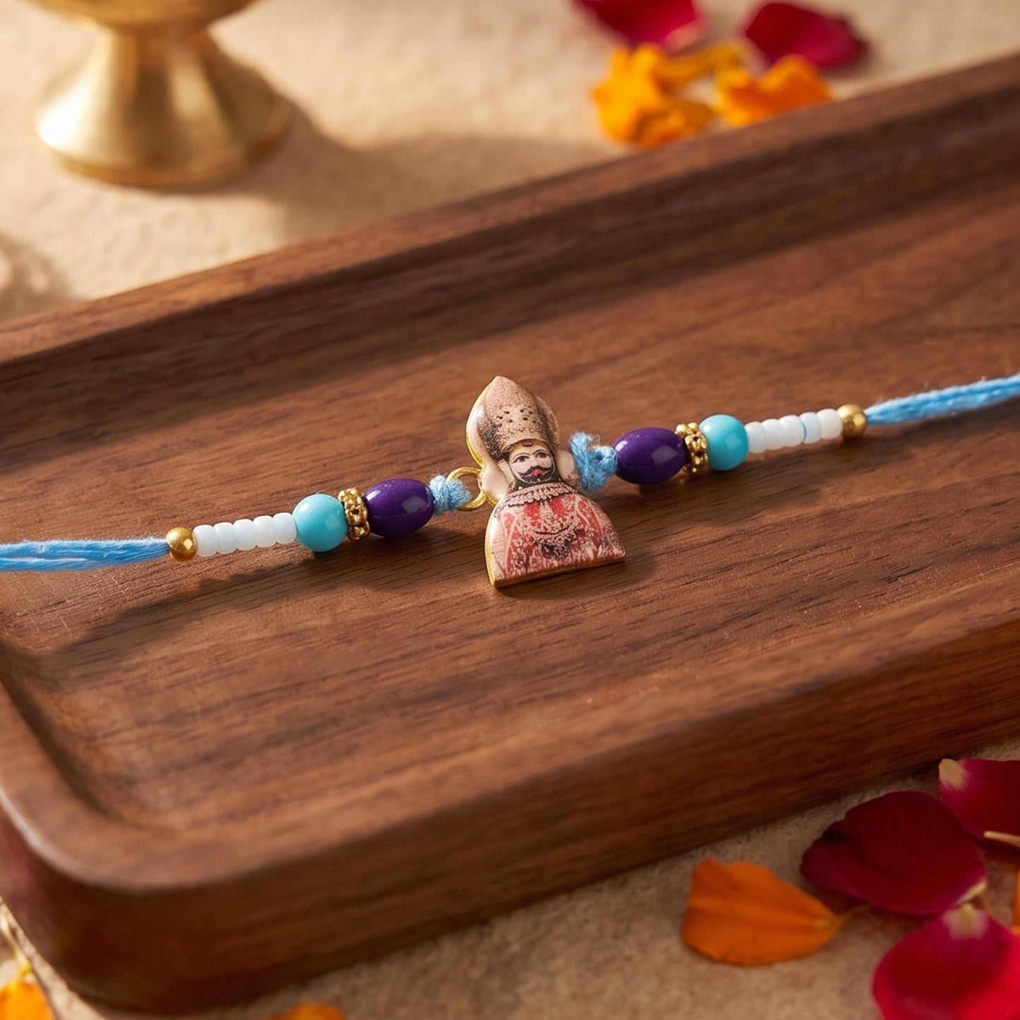 Khatu Shyam Ji Rakhi on a festive background