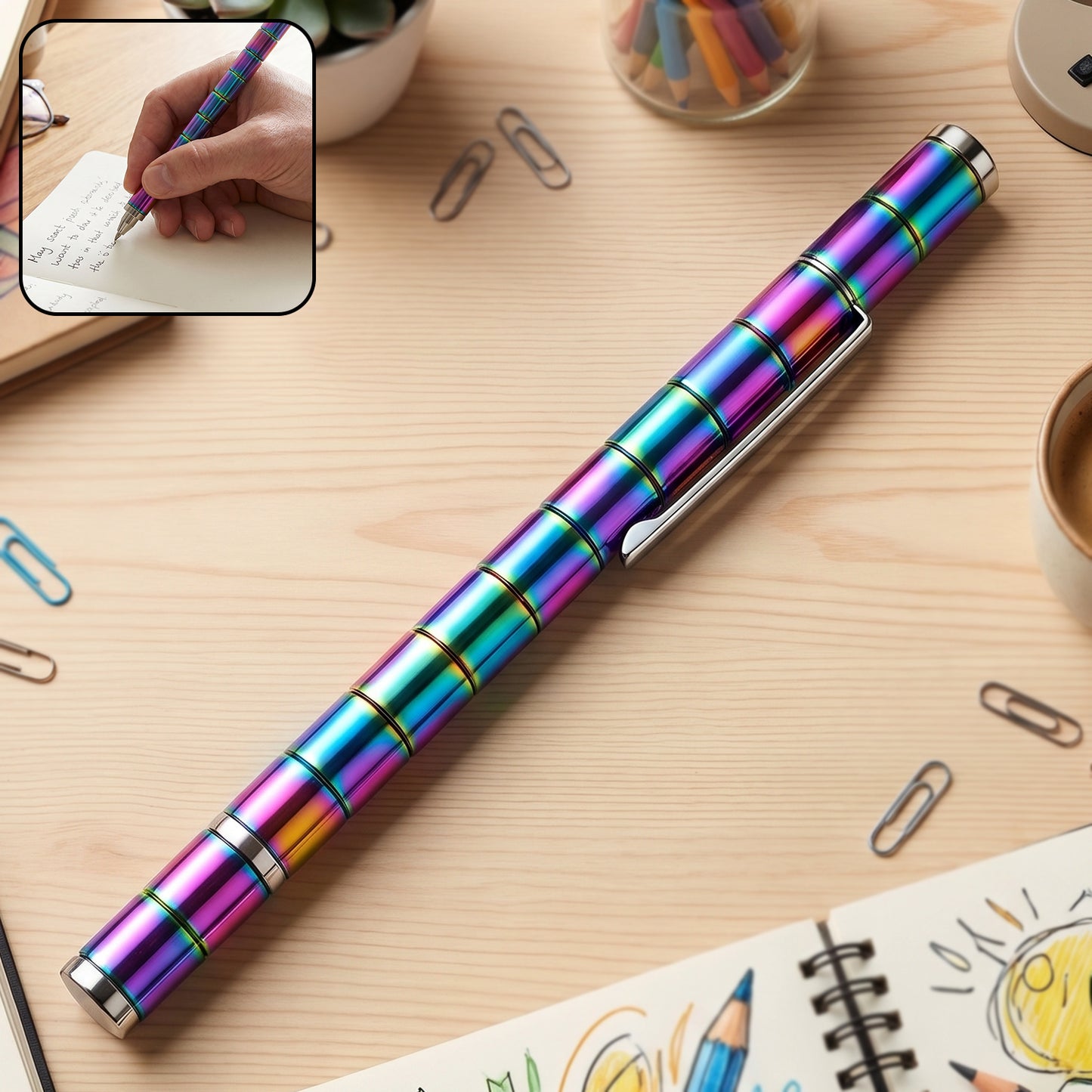 Magnetic Metal Writing Pen with Fidget Spinner Function - 1 Pc (1 Pc)