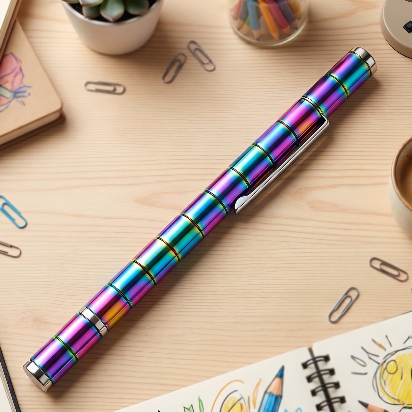 Magnetic Metal Writing Pen with Fidget Spinner Function - 1 Pc (1 Pc)