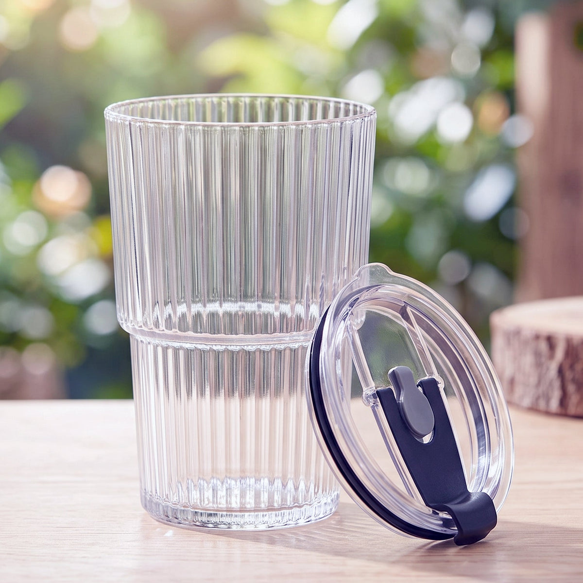 Plastic Tumbler with Lid 450ml Reusable, Clear & Leak-Proof