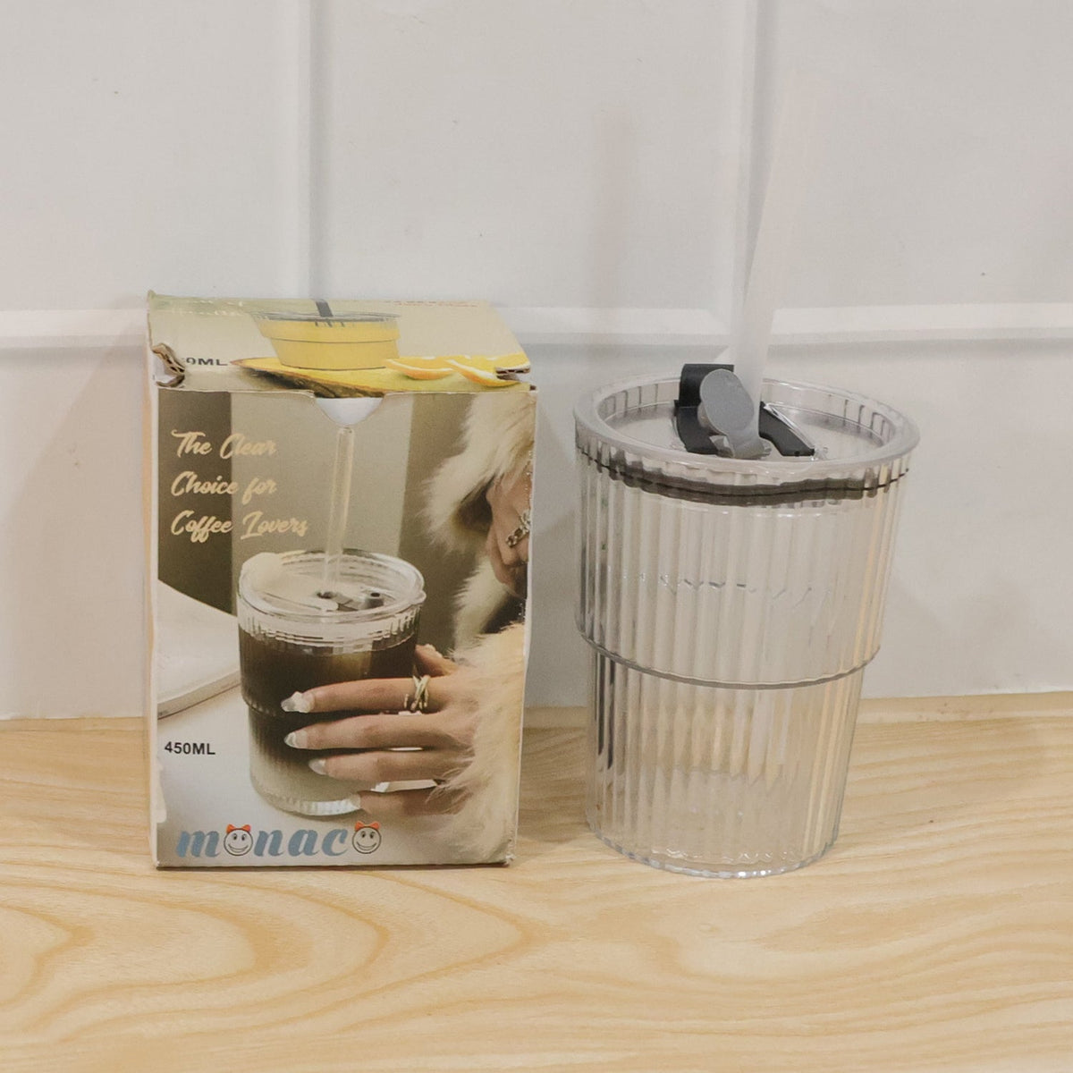 Plastic Tumbler with Lid 450ml Reusable, Clear & Leak-Proof