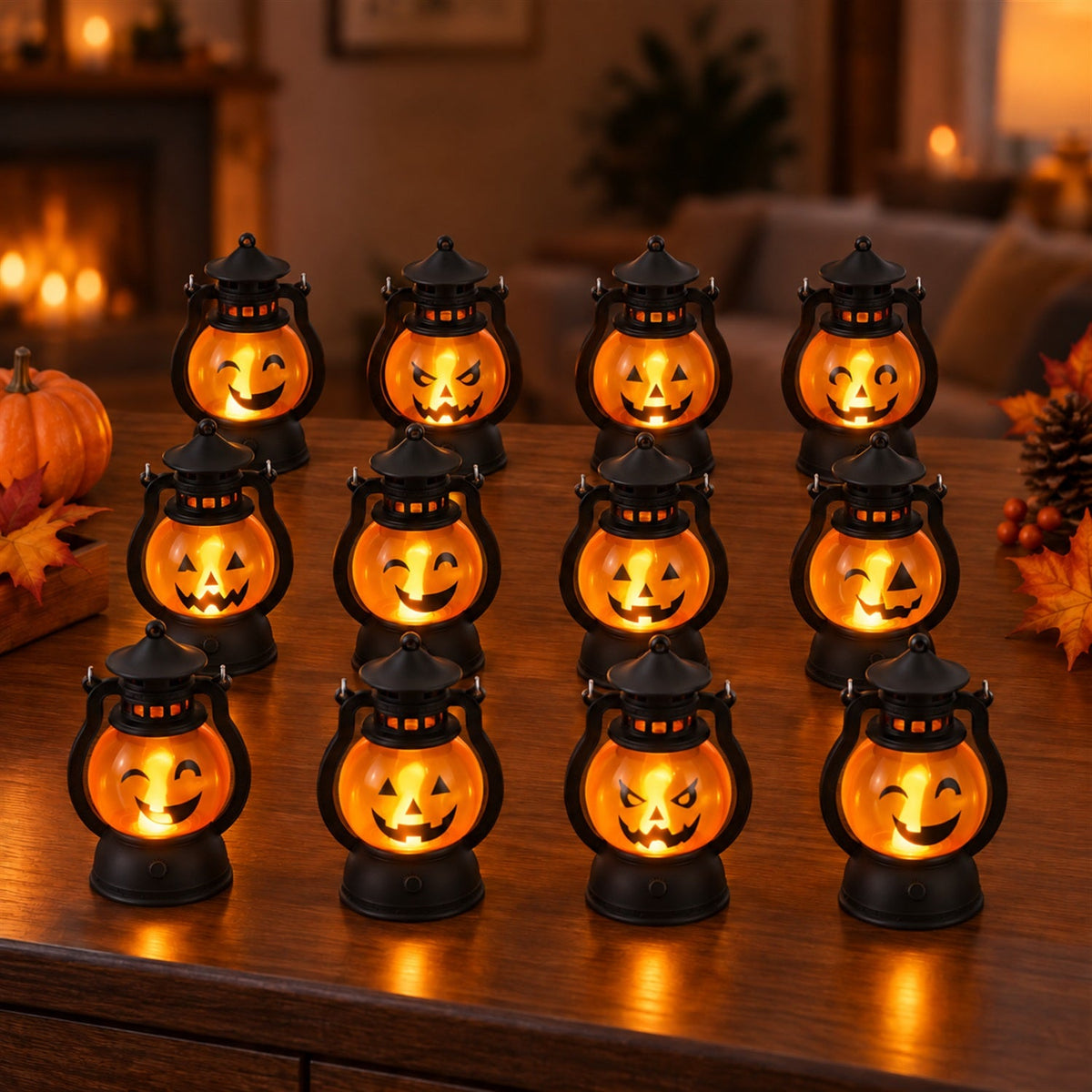 Mini hanging pumpkin LED lantern candles festive