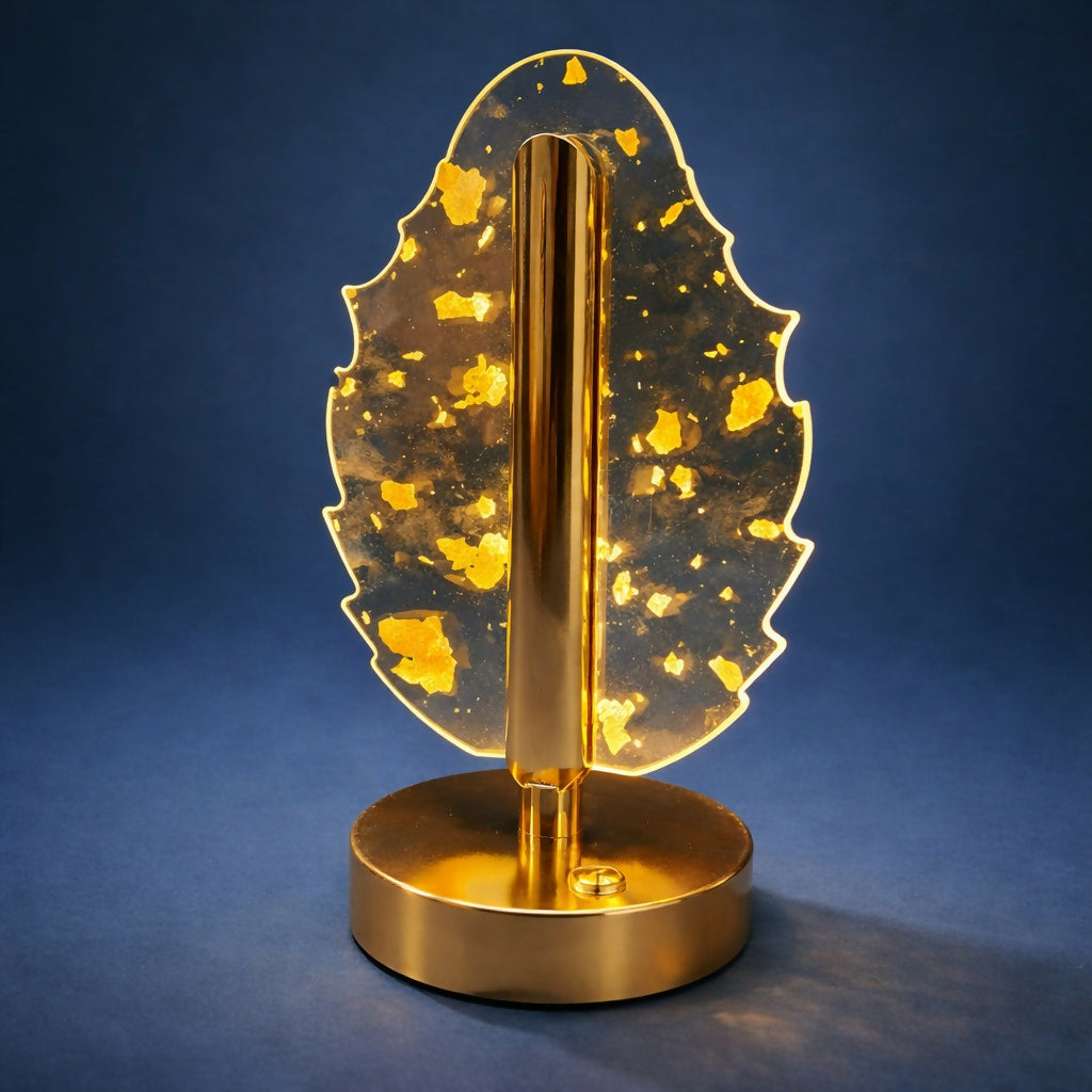 Leaf Design Crystal Table Lamp with Warm Glow Decorative Light (Pattern may vary)