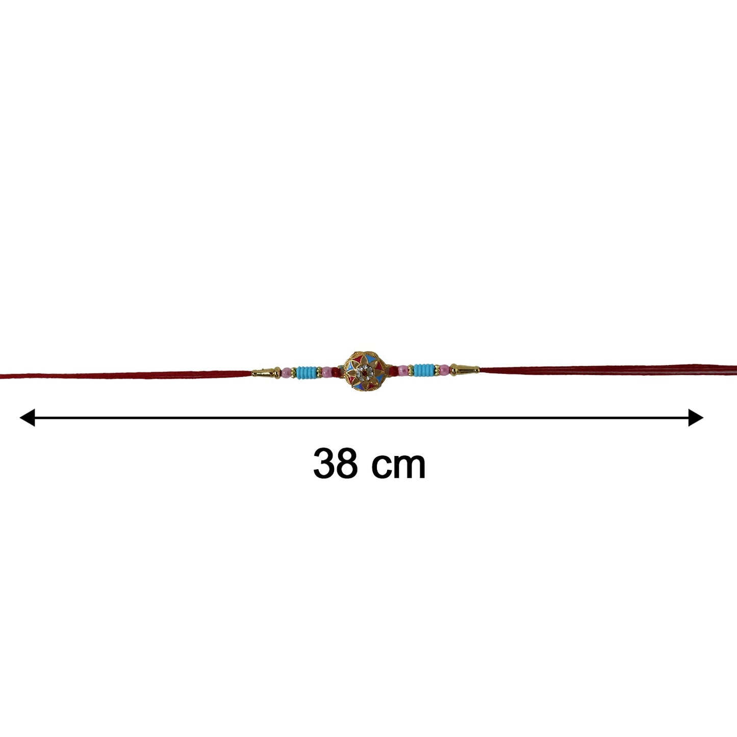 Rakhi size and thread detailing on wrist