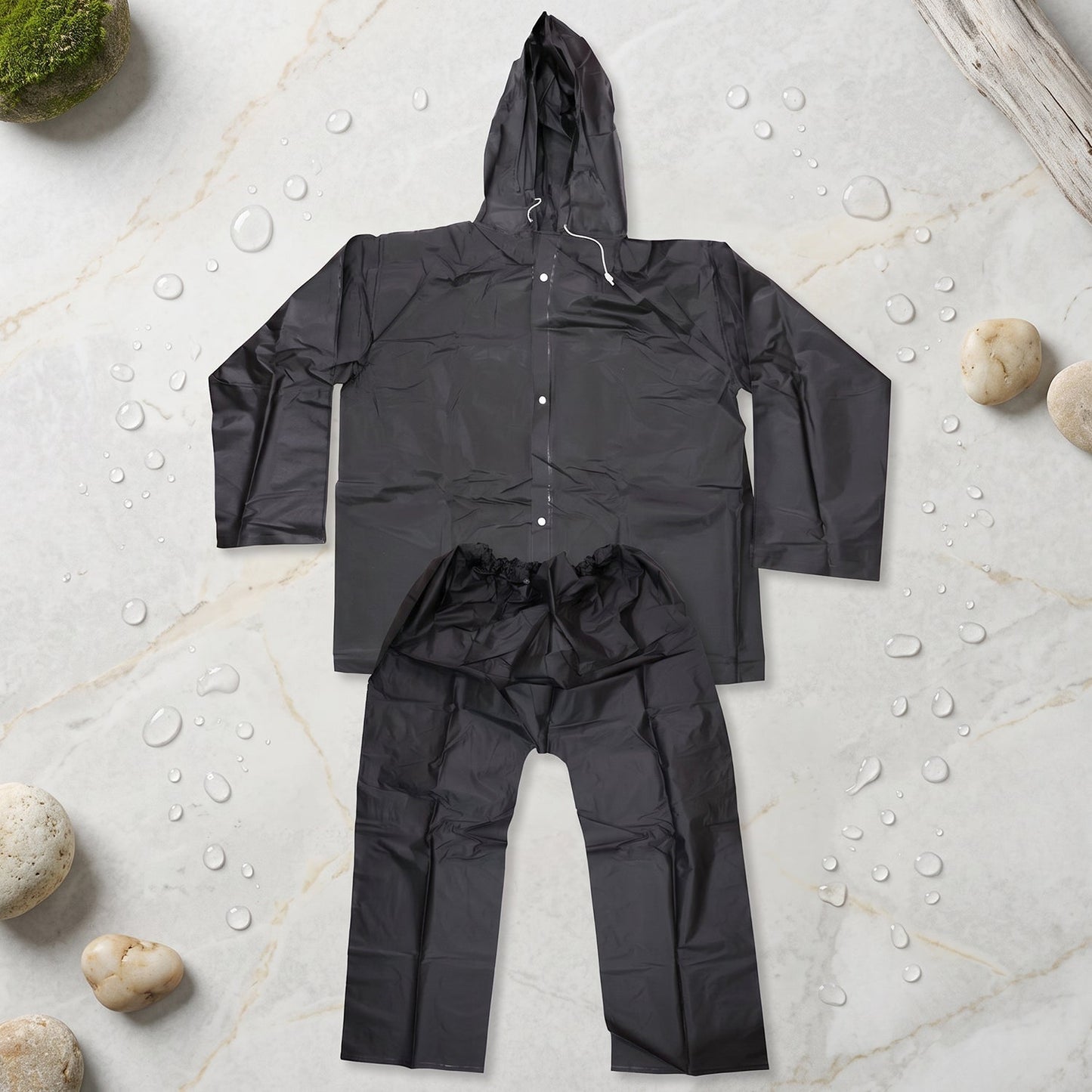 Reusable rain jacket and pant set for monsoon and travel