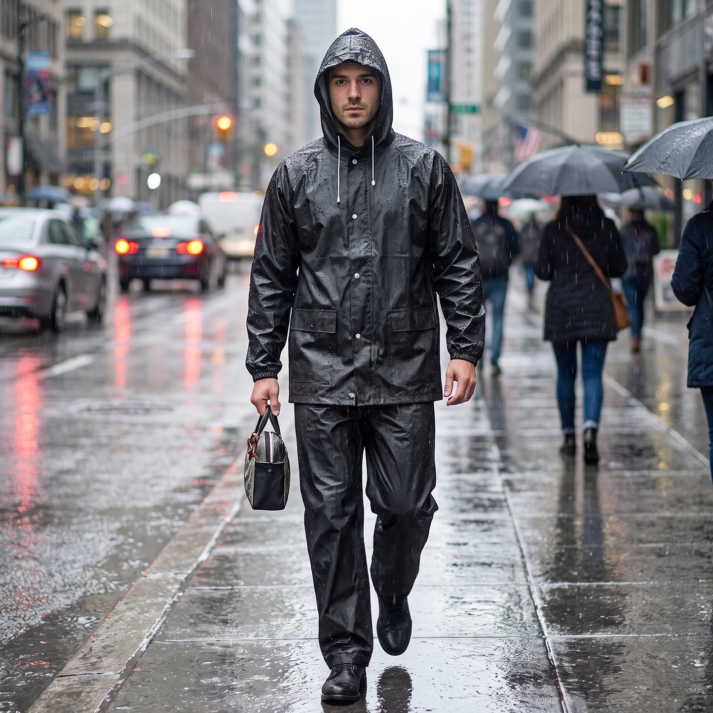 Lightweight EVA rain suit with hood for rainy days