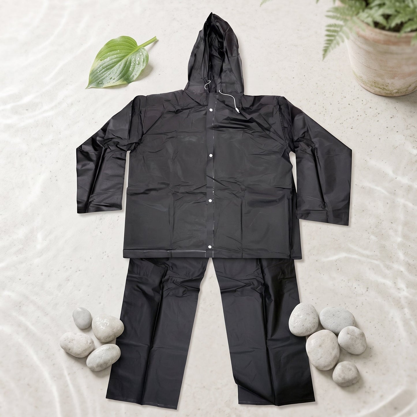 Hooded rain jacket and pant for bikes and scooters