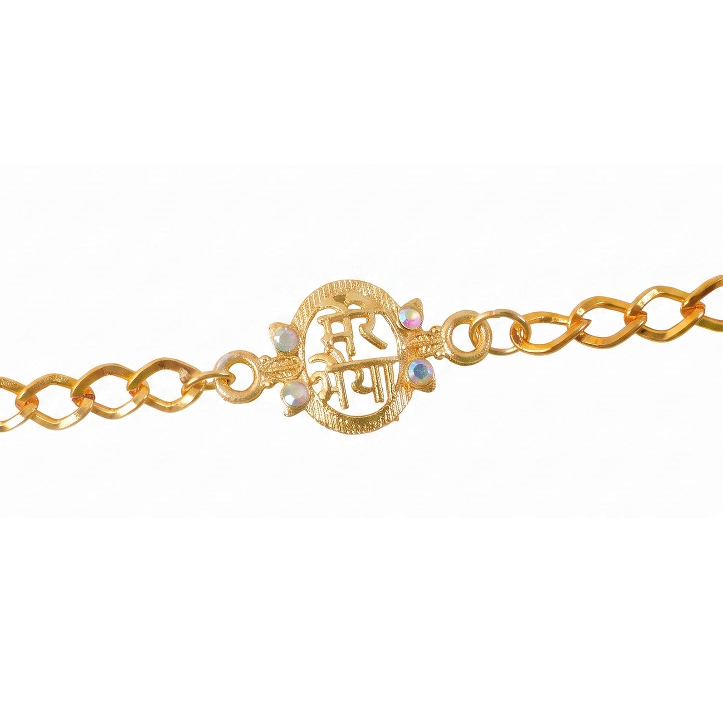 Mere Bhaiya Bracelet Rakhi, Gold-Plated Chain Rakhi with Stones for Brother (1 Pc)