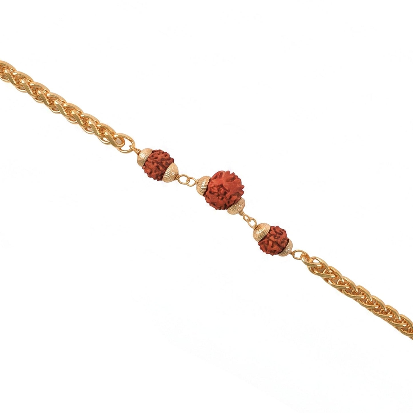 Premium Rudraksha Bead Rakhi, Gold-Plated Chain Rakhi for Brother (1 Pc)