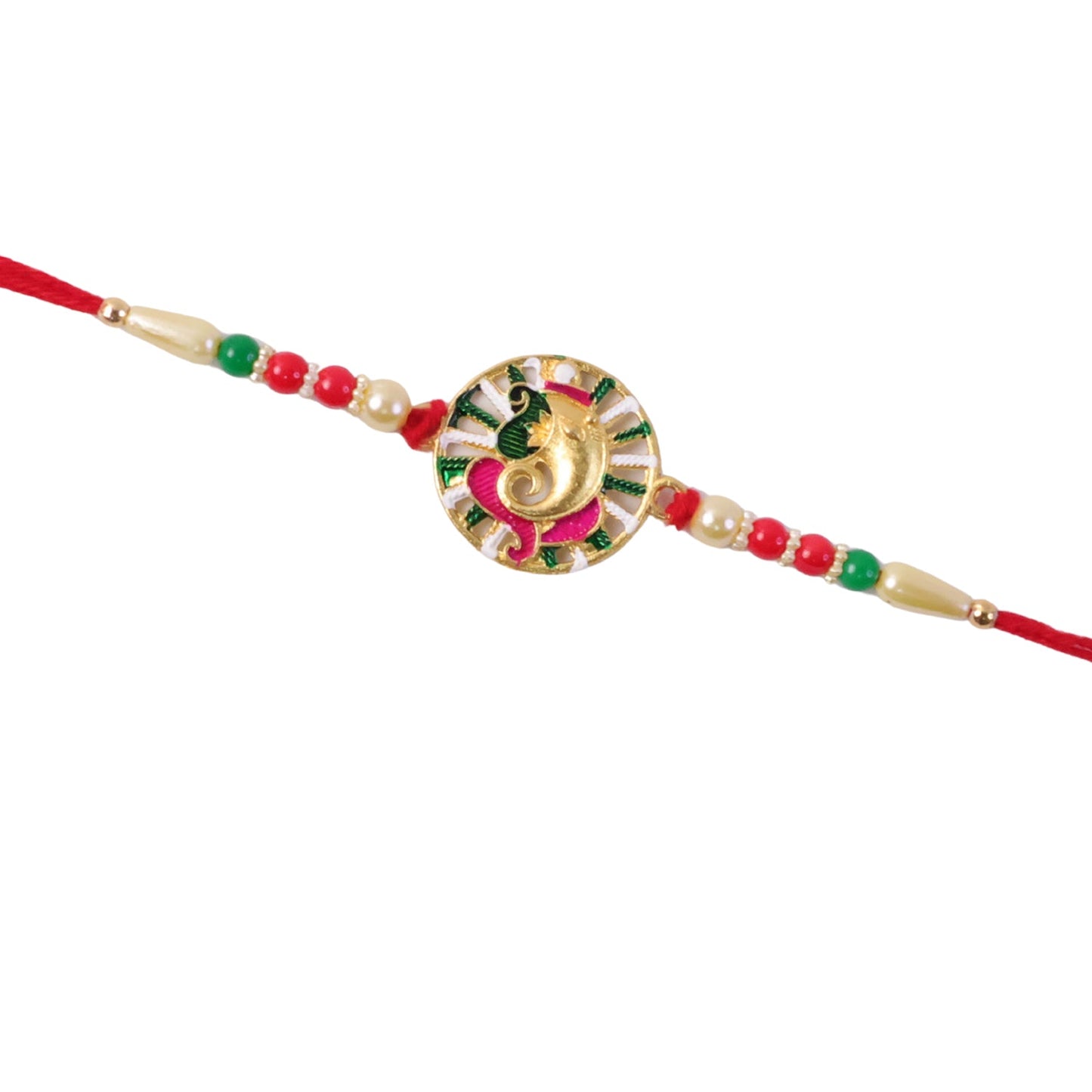 Stone-studded Ganesha Rakhi design for festival