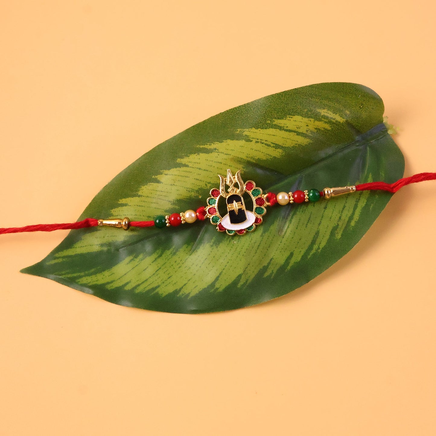 Festive close-up of Shivling Rakhi