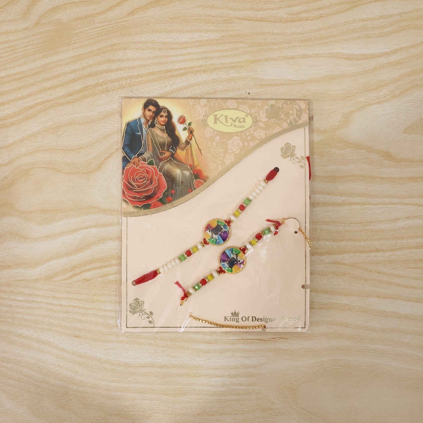 Traditional cow motif Rakhi worn on wrist during Festival