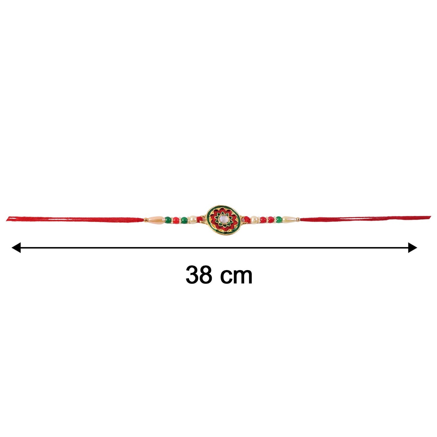 Size reference image for floral design Rakhi