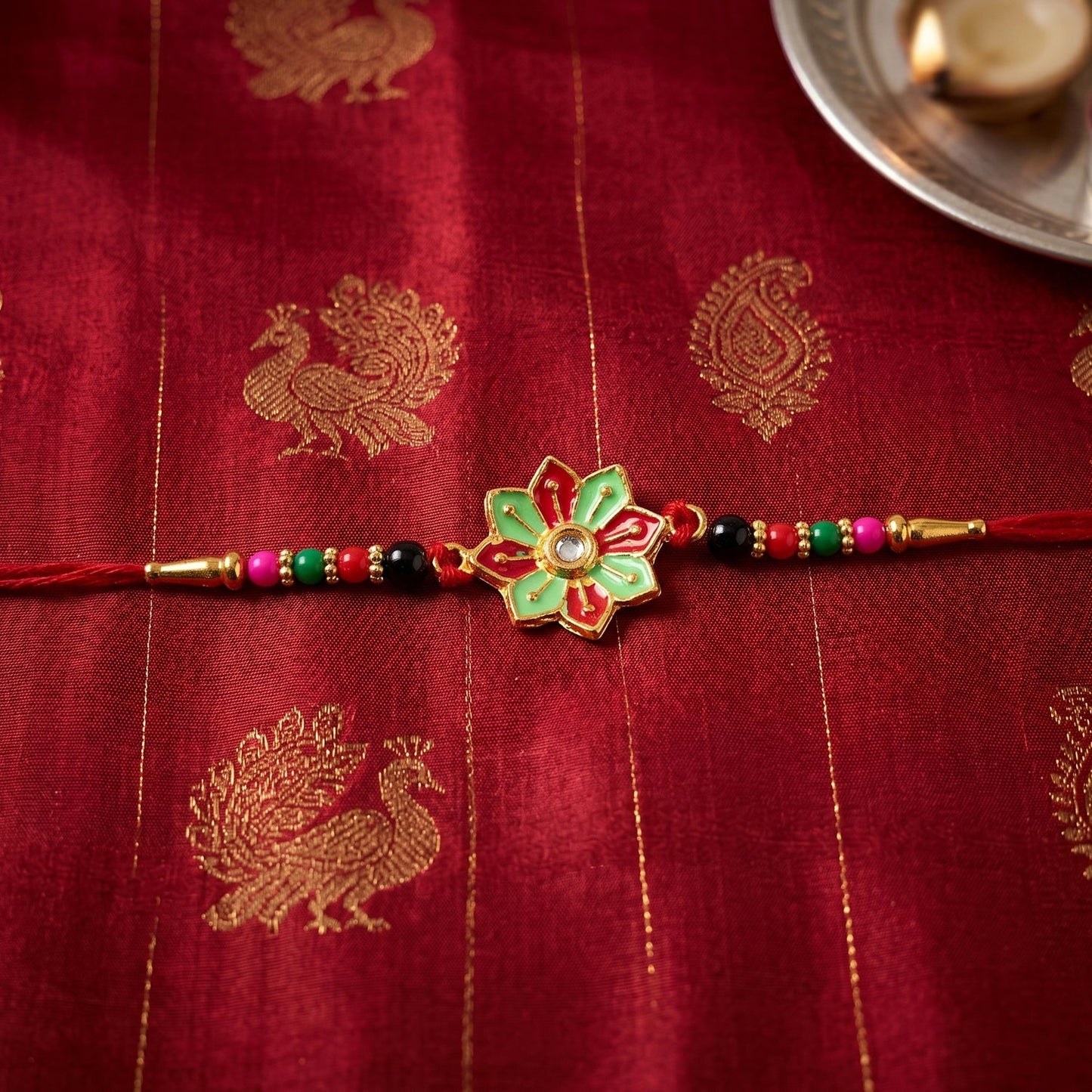 Colorful beaded floral Rakhi