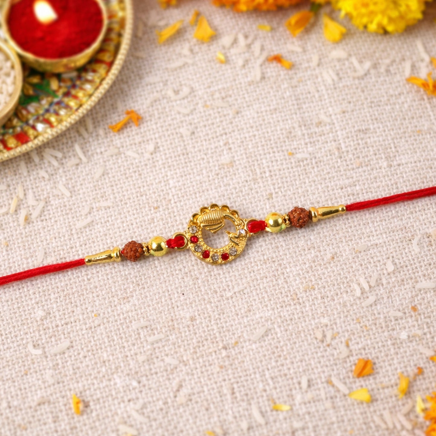Lightweight beaded Rakhi for comfortable wear during Rakshabandhan