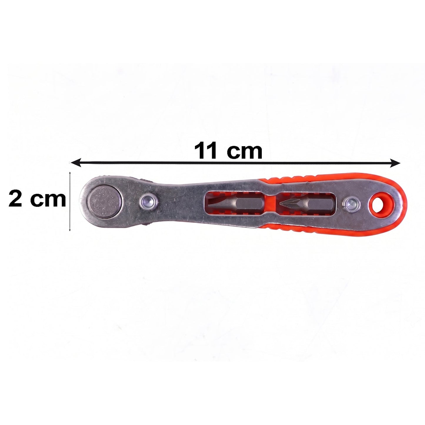 Side view of mini ratchet wrench with ergonomic handle