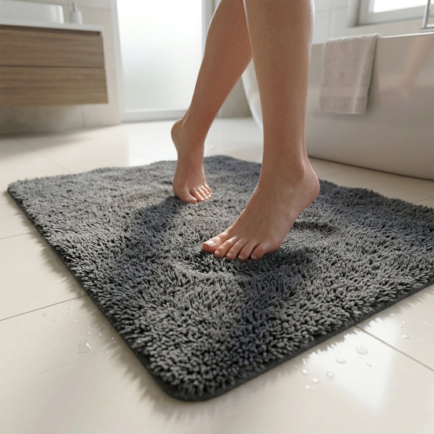 Ultra Soft Anti Slip Bathroom Floor Mat (1 Pc, 100x99 Cm)