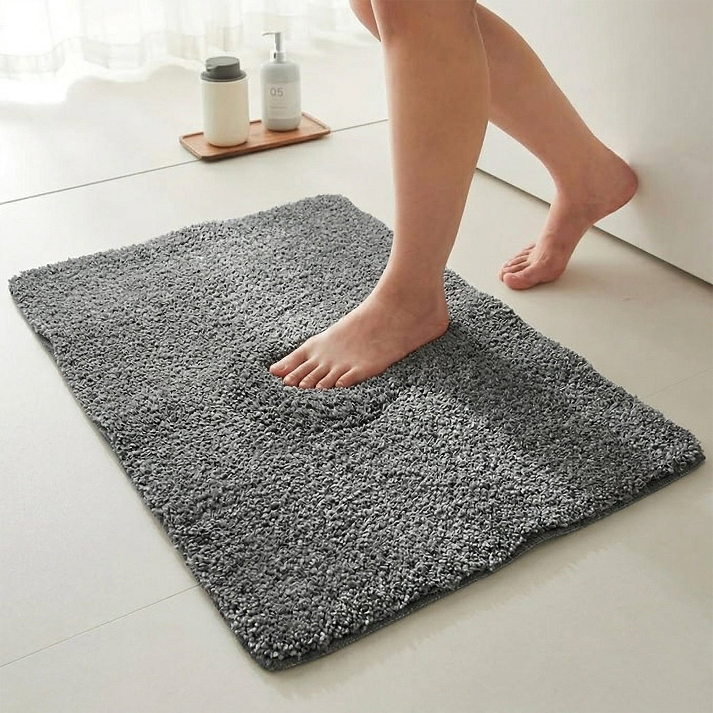 Ultra Soft Anti Slip Bathroom Floor Mat (1 Pc, 100x99 Cm)