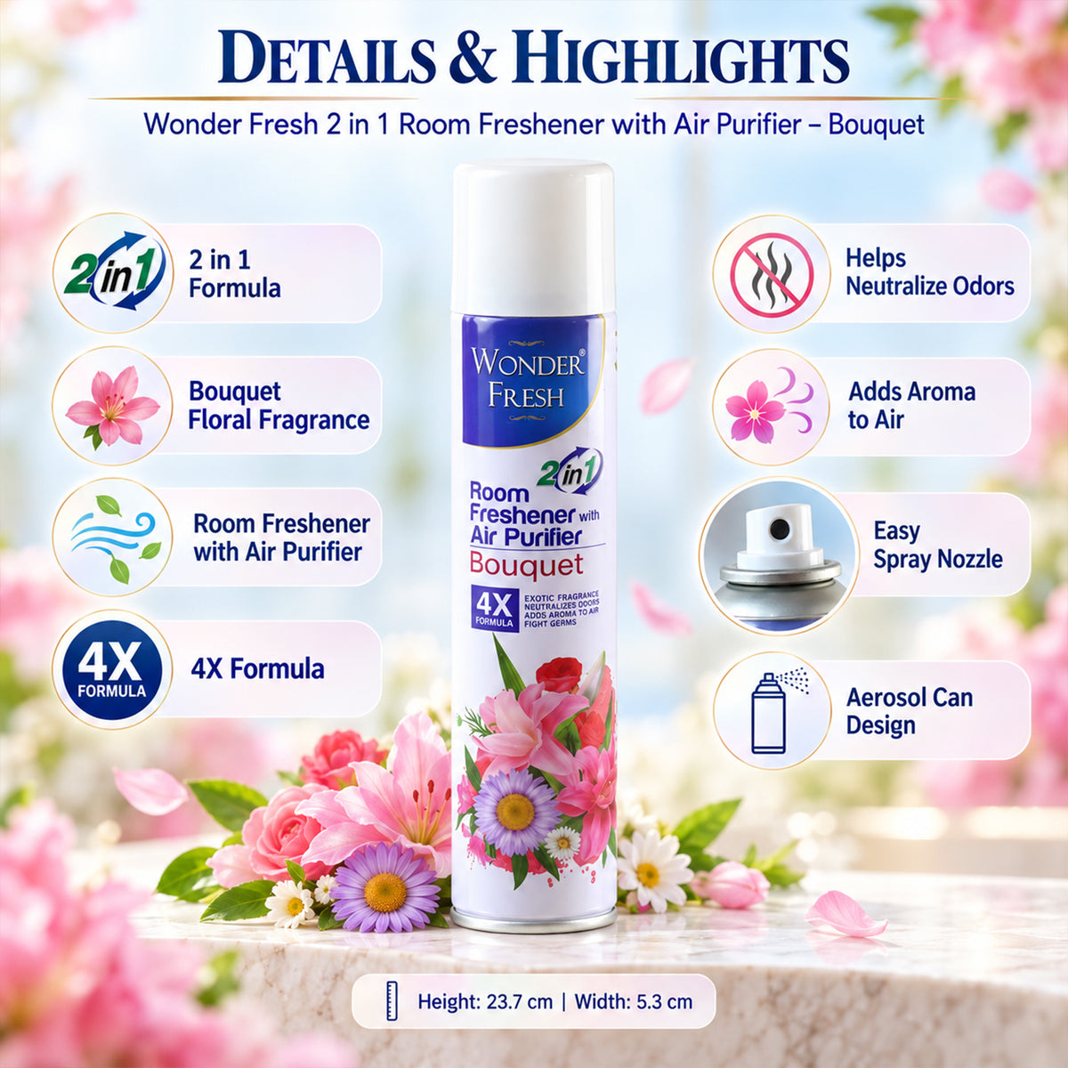 2 In1 Room Freshener Spray for Home and Office (1 Pc, 120 ML, Mix Fragrance)