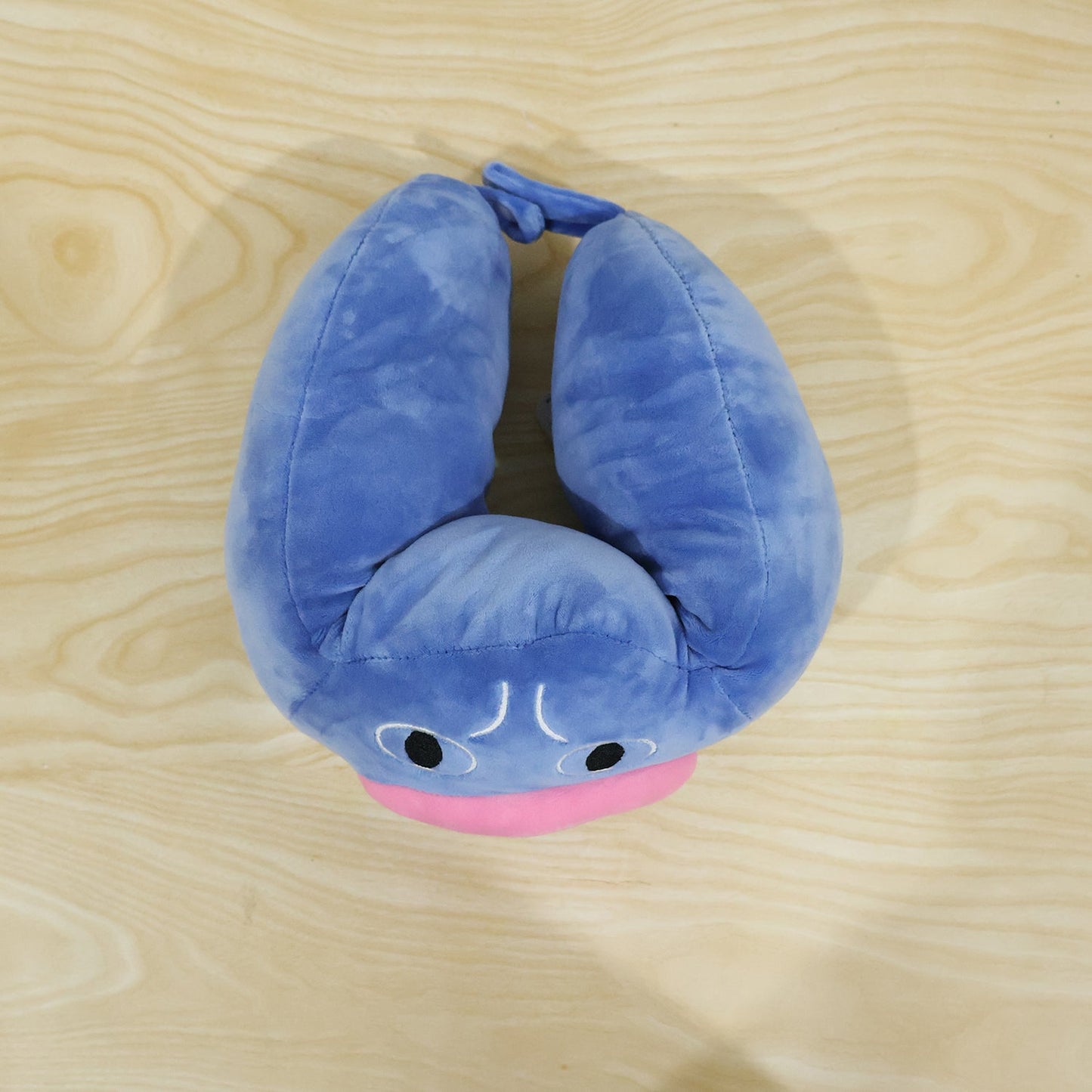 U Shaped Neck Pillow Blue Cute Character Travel Pillow Soft Support (1 Pc)