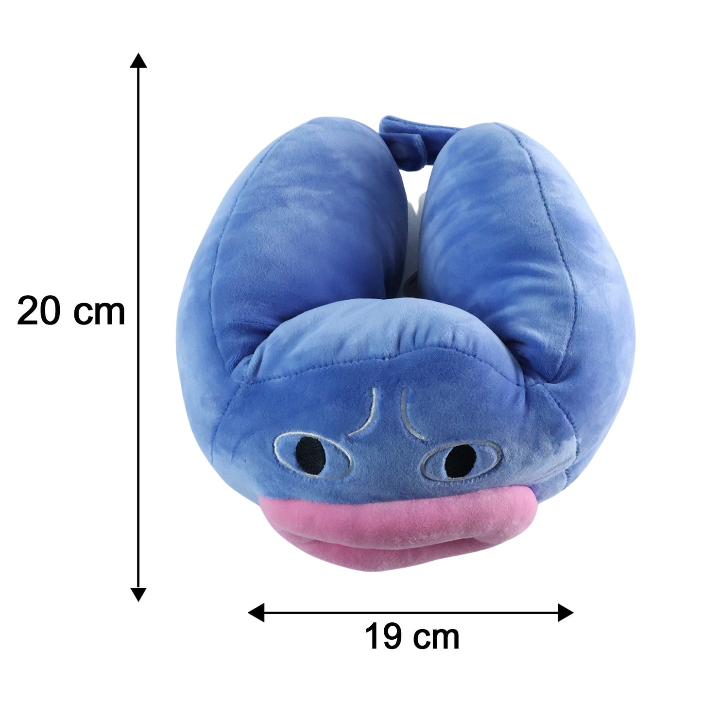 U Shaped Neck Pillow Blue Cute Character Travel Pillow Soft Support (1 Pc)