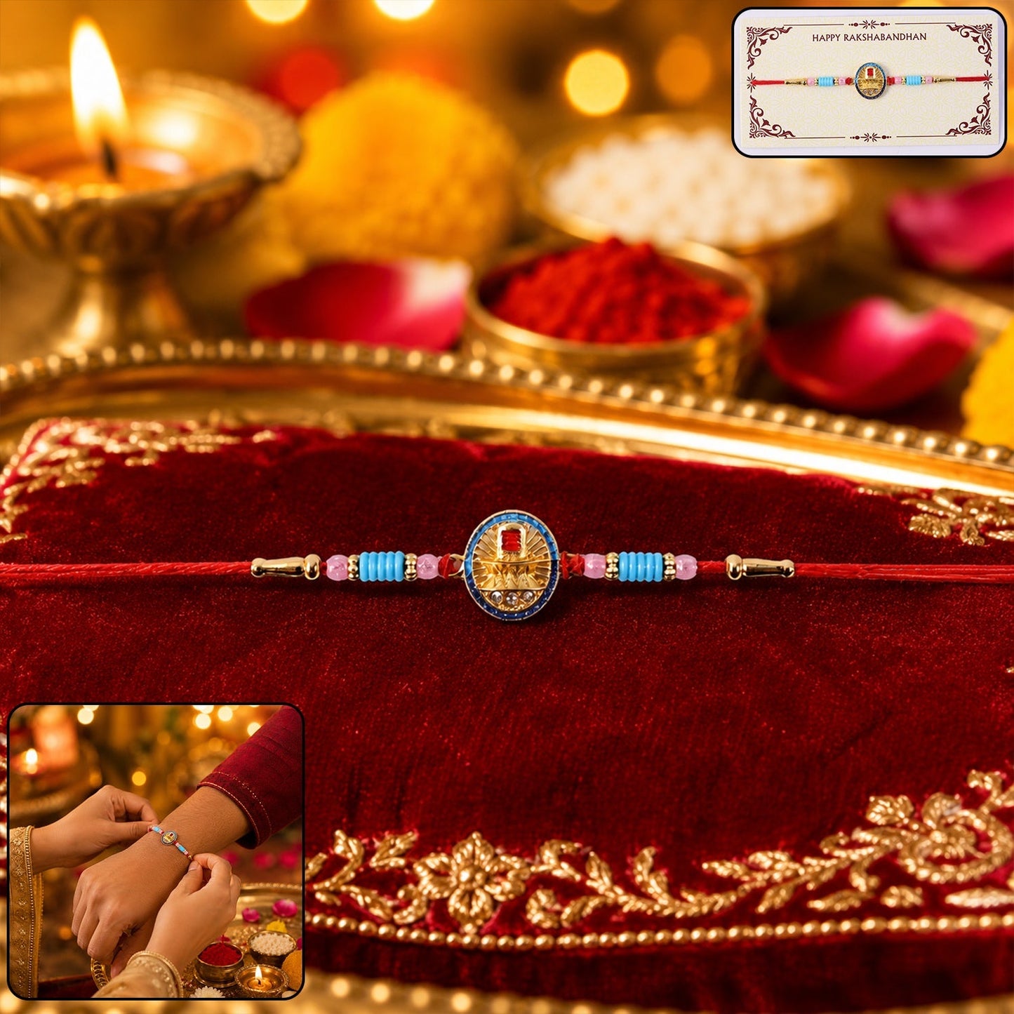 Lord Shivling designer Rakhi with decorative beads and soft thread