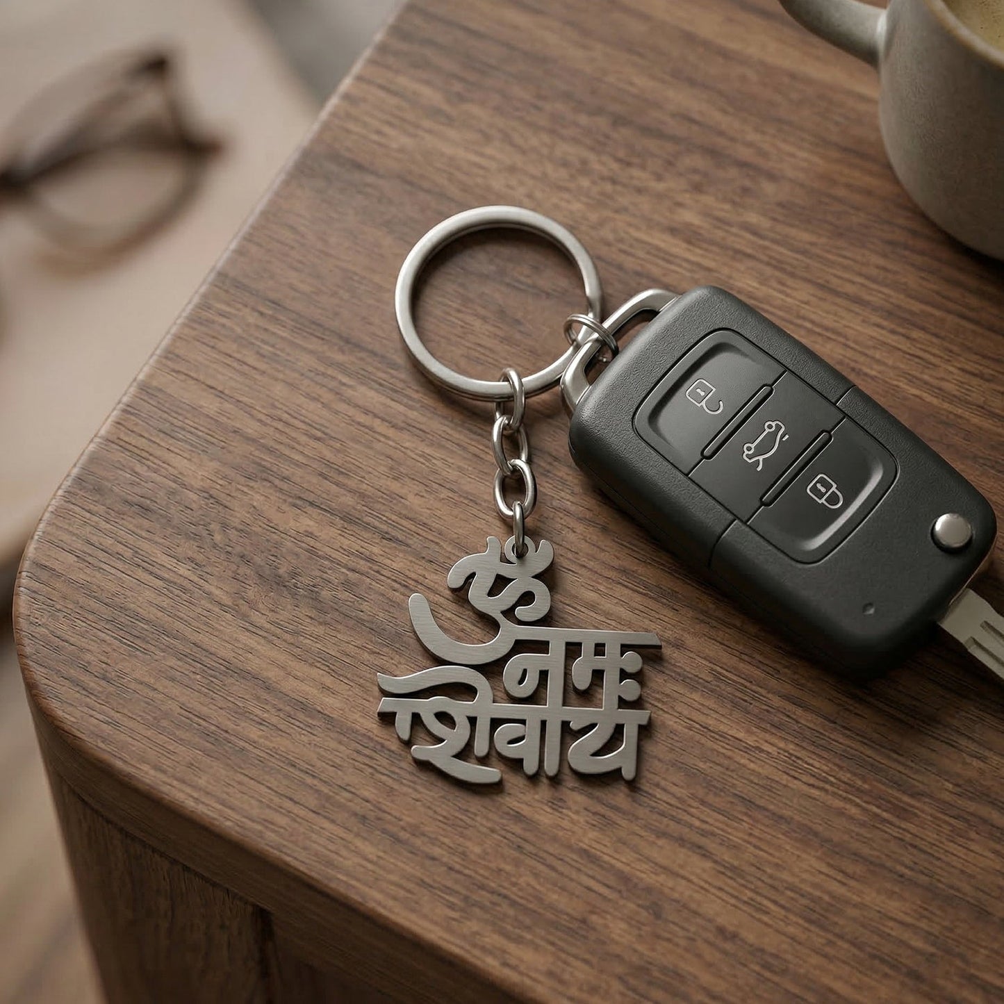 Premium Metal Om Namah Shivay Engraved Keychain 1 Pc