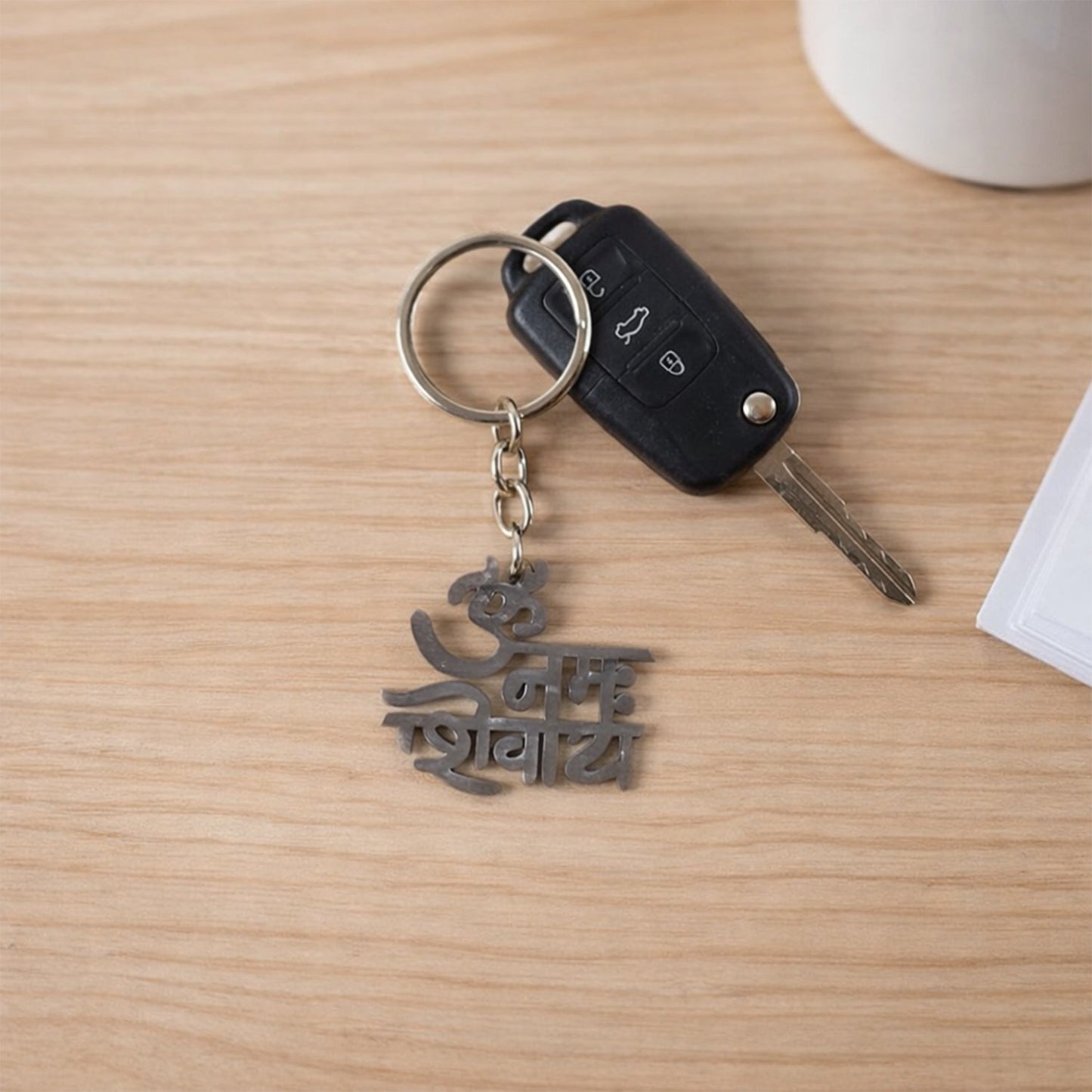 Premium Metal Om Namah Shivay Engraved Keychain 1 Pc
