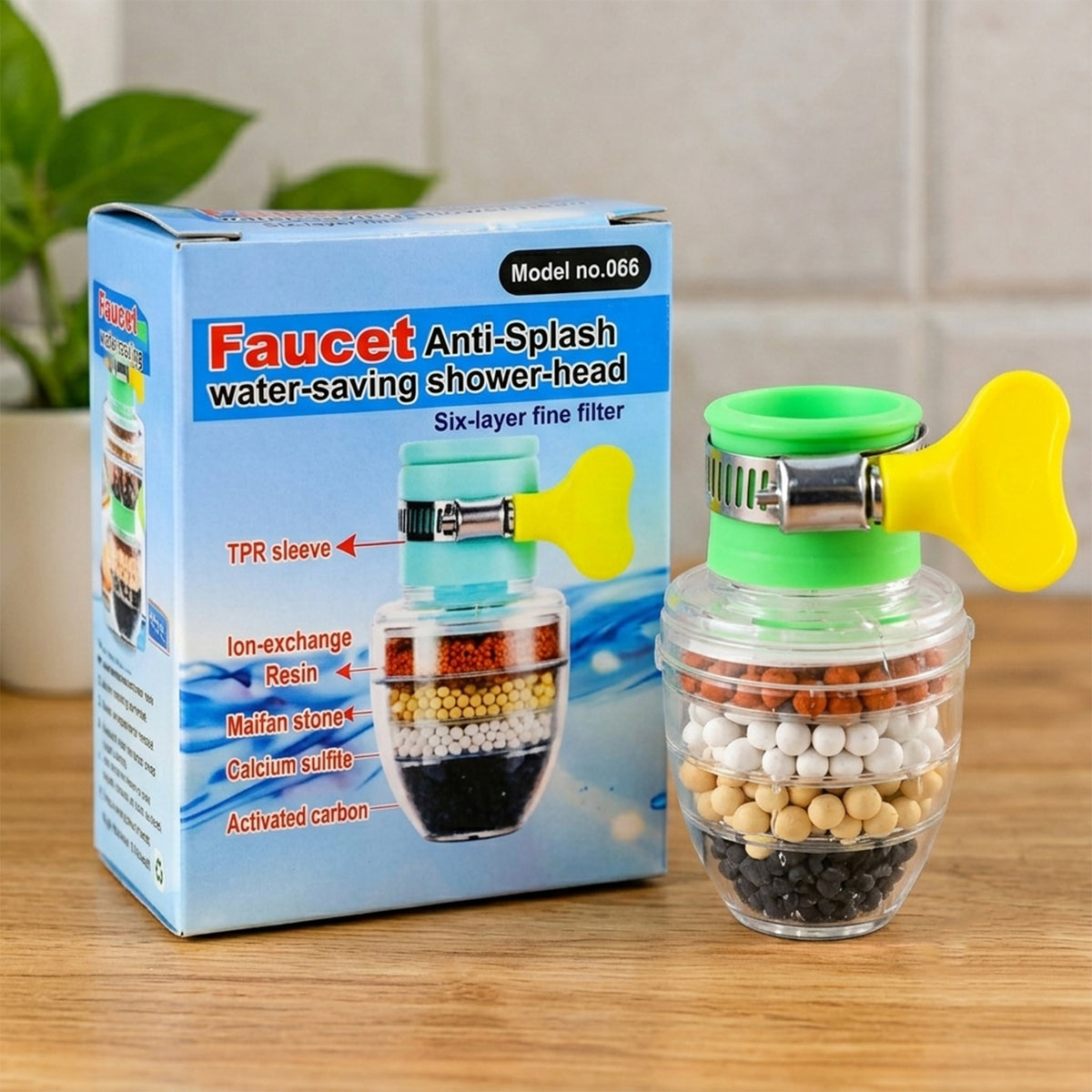 Six Layer Carbon Faucet Water Filter with Adjustable Clamp for Sink (1 Pc)