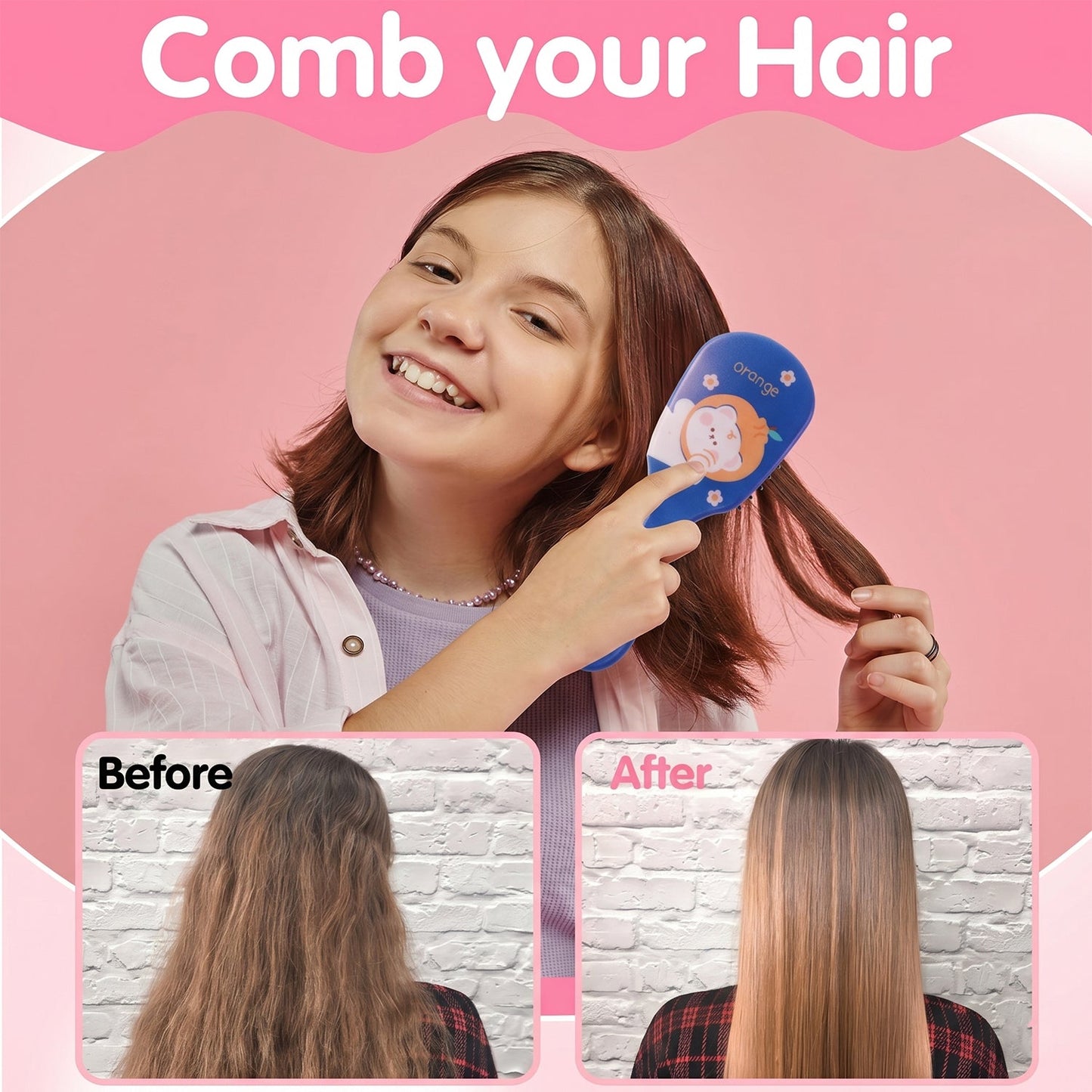 Fun and Colorful Mix Design Kids Hair Comb (1 Pc, Mix Design)