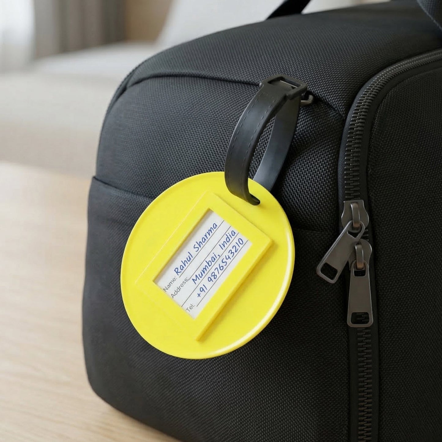 Cute Smiley Face Round Travel Identification Luggage Bag Tag (1 Pc)