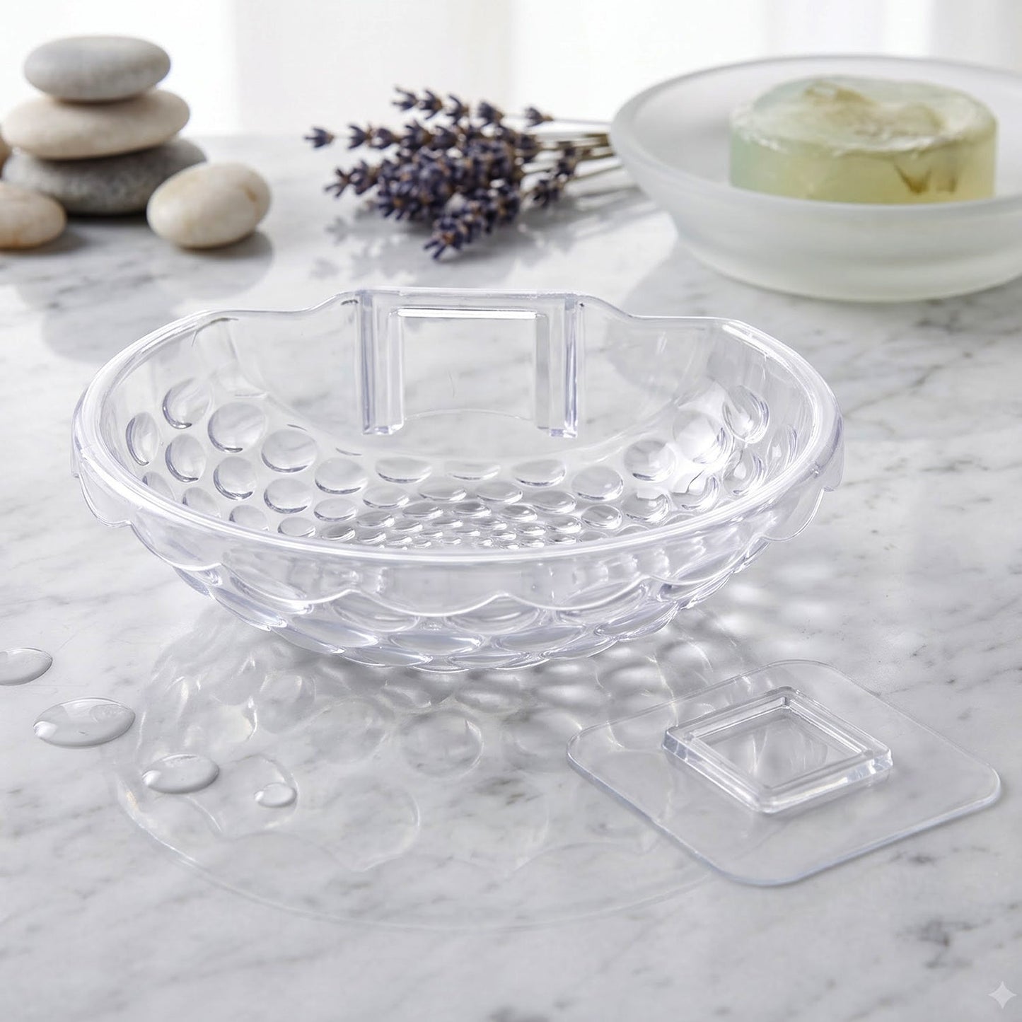 Transparent Plastic Soap Box Wall Mounted Adhesive Holder Dish (1 Pc)