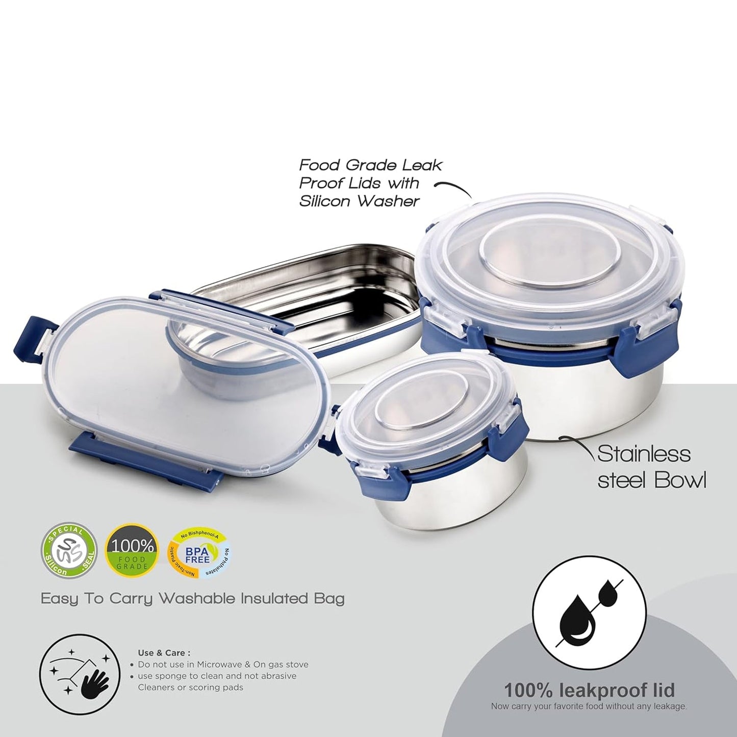 Leak-Proof Steel Tiffin Set