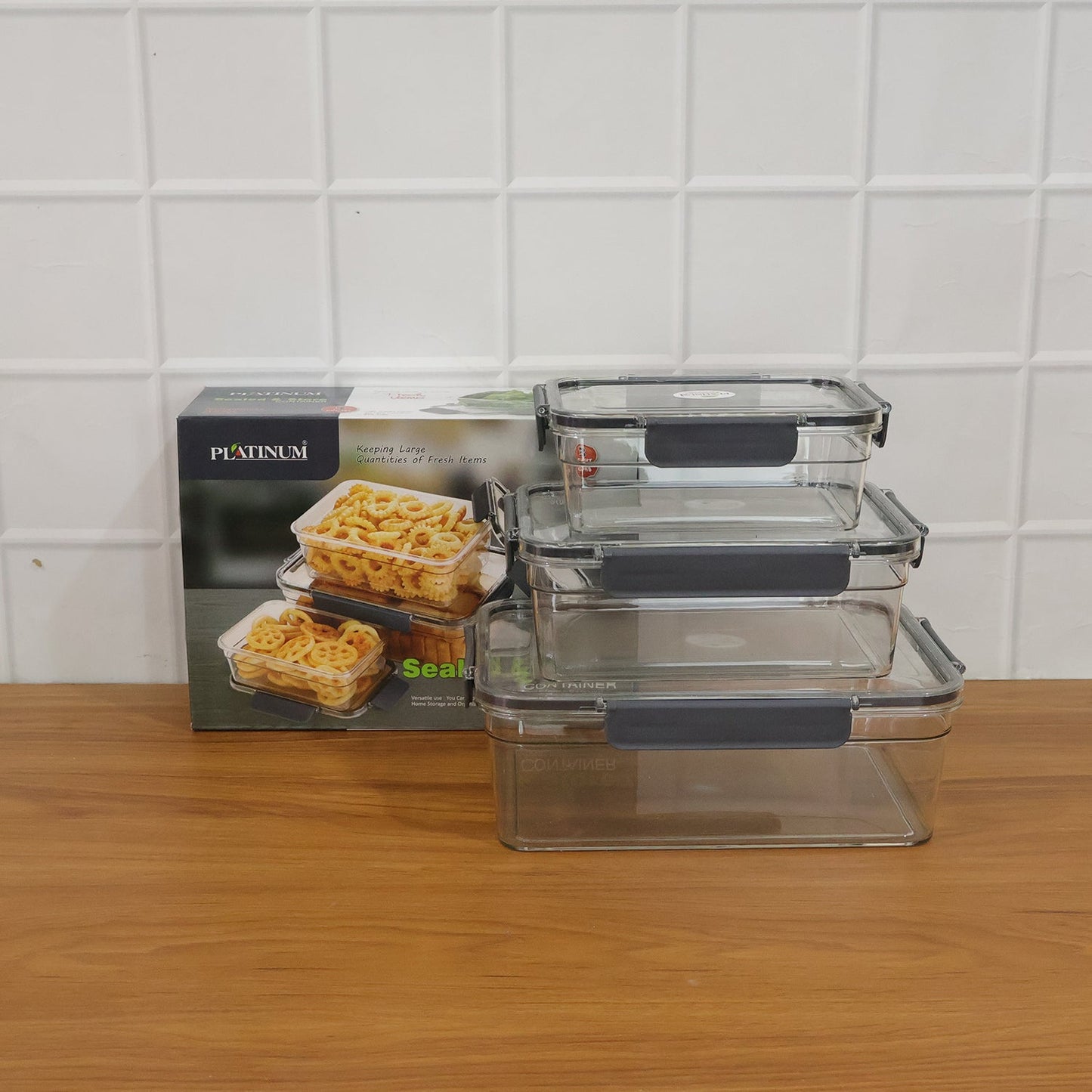 Plastic Airtight Food Storage Container Set(3 Pc, 750 ML, 1500 ML, 2800 ML)