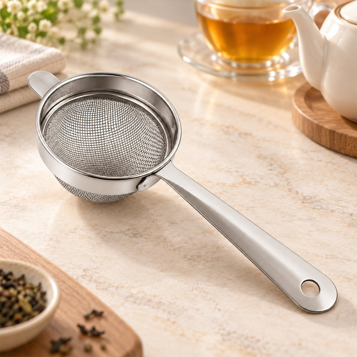 Tea strainer handle detail