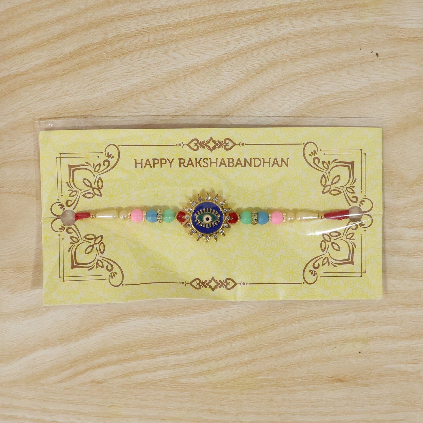 Lightweight soft thread of Evil Eye Sun Rays Rakhi for comfortable wear