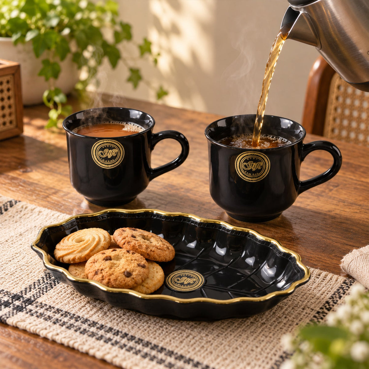 Cup platter set white bg