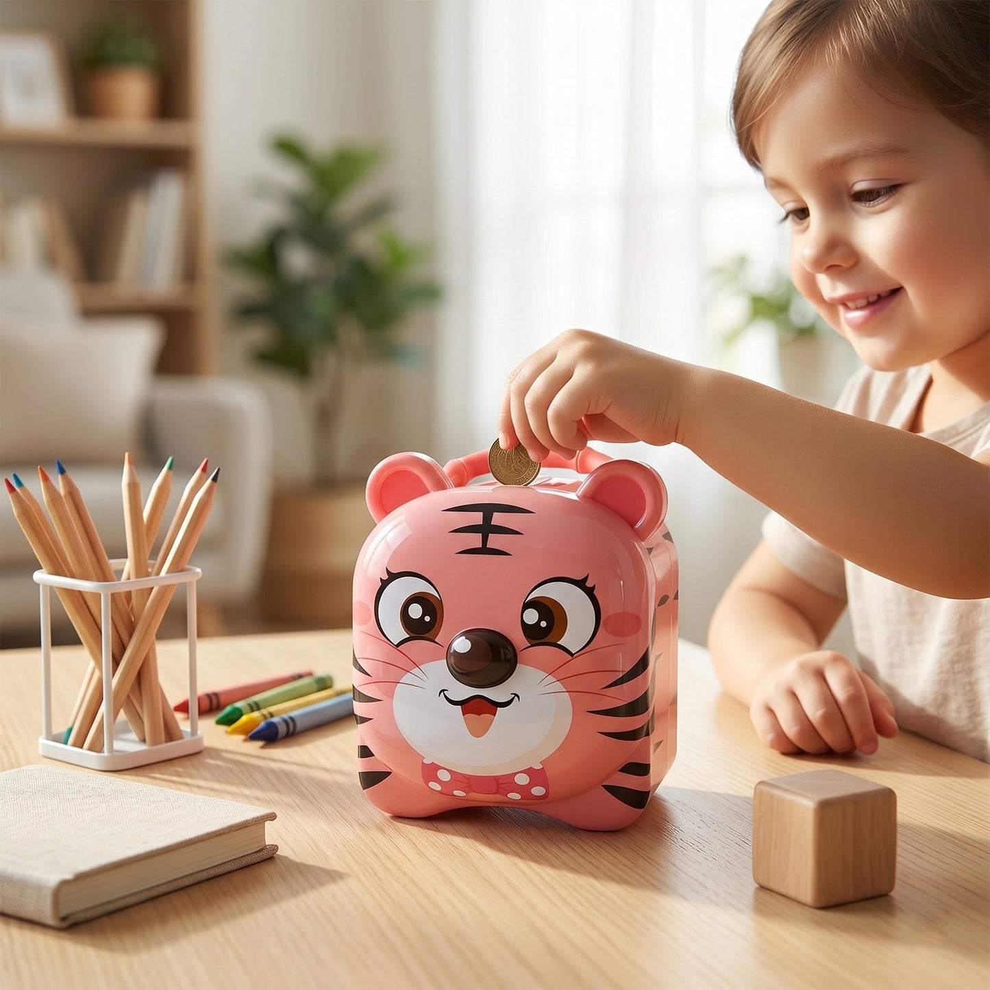 Cute Design Metal Piggy Bank with Lock and Key (1 Pc, Mix Design)