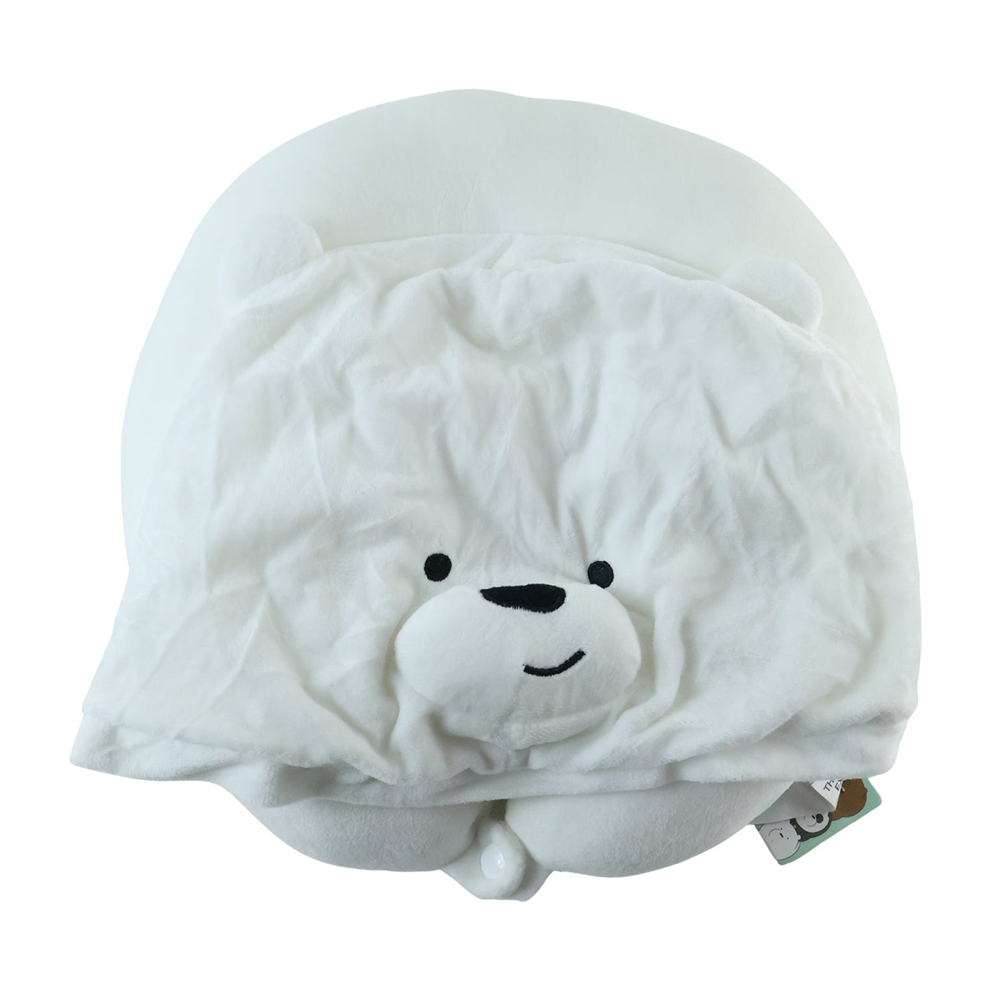 U Shaped Hooded Neck Pillow White Bear Travel Pillow with Hood Cap (1 Pc)