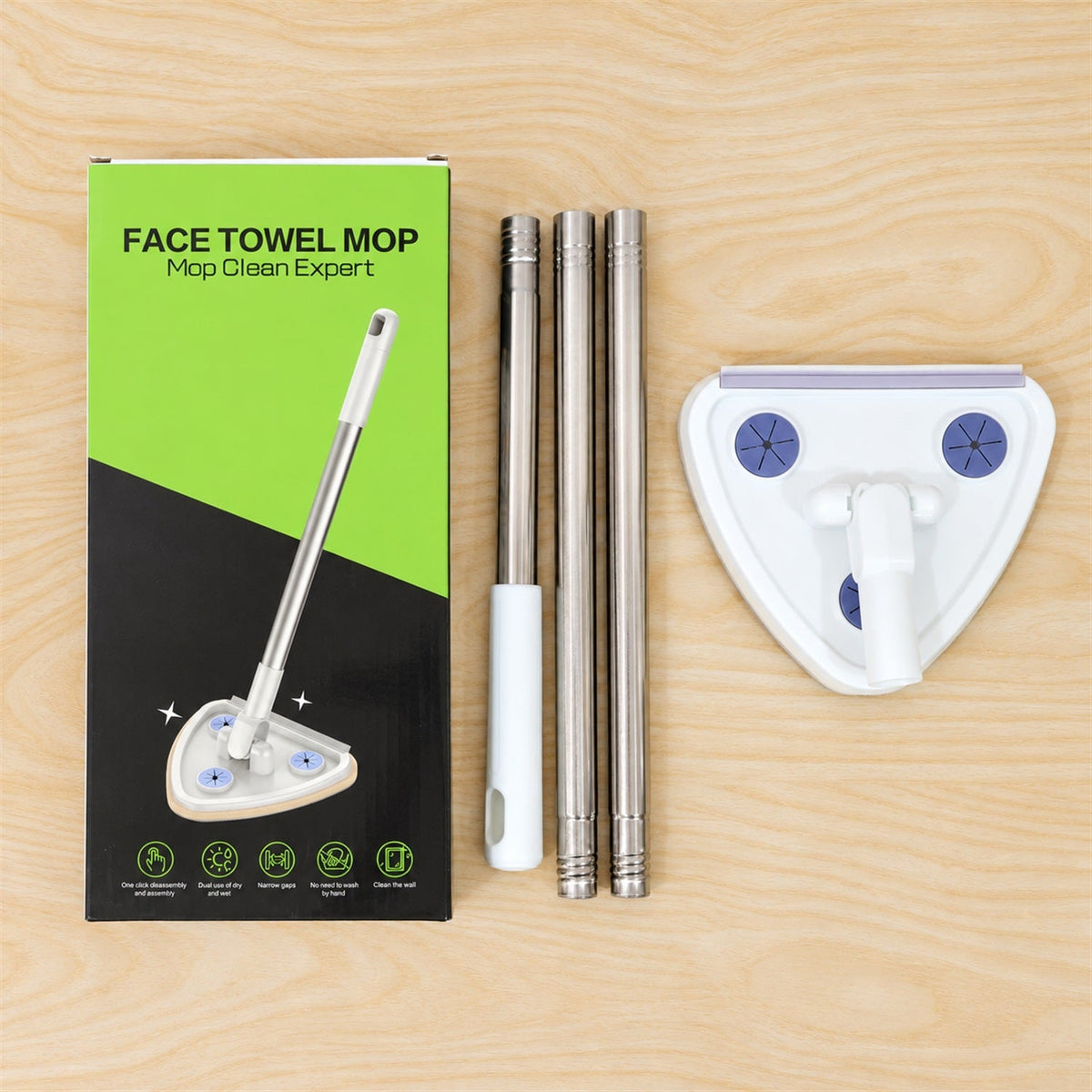 Triangular cleaning mop floor use