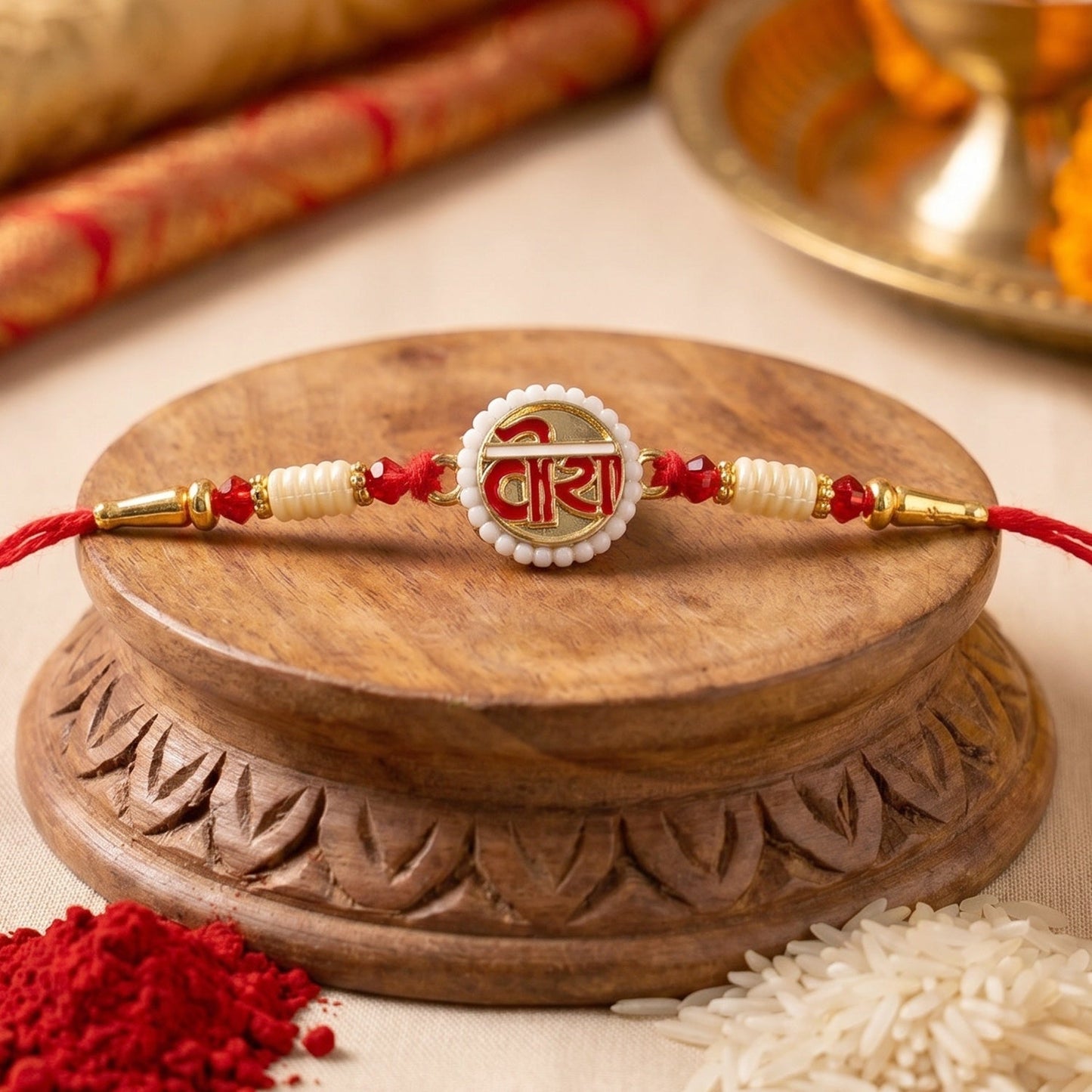 Festive Devnagari Rakhi celebrating sibling bond