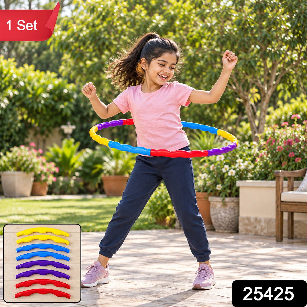 Detachable Hula Hoop With Colourful Segments For Kids Active Play (1 Set)