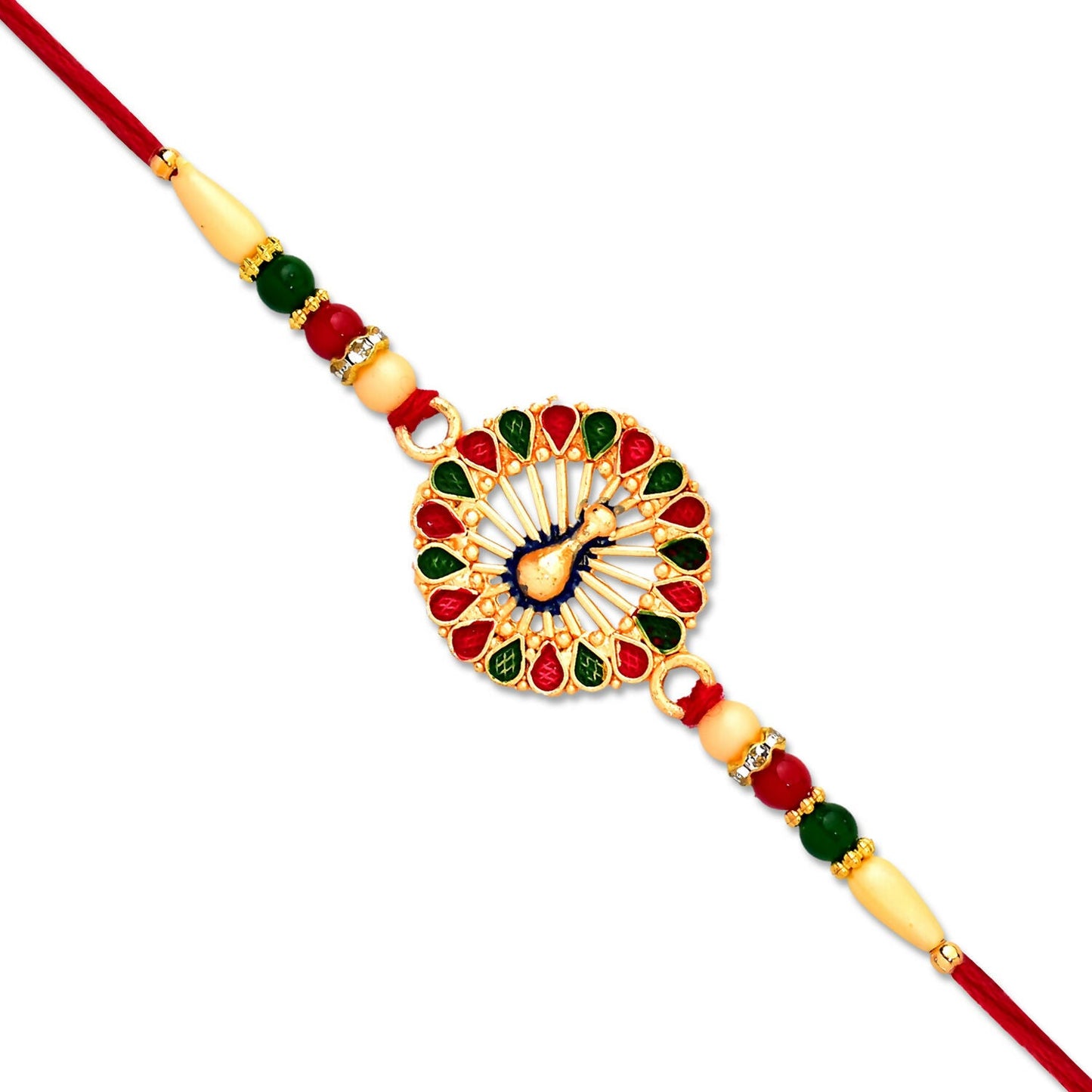 Detailed view of Vinayak Vrat Rakhi highlighting beadwork and fine craftsmanship.