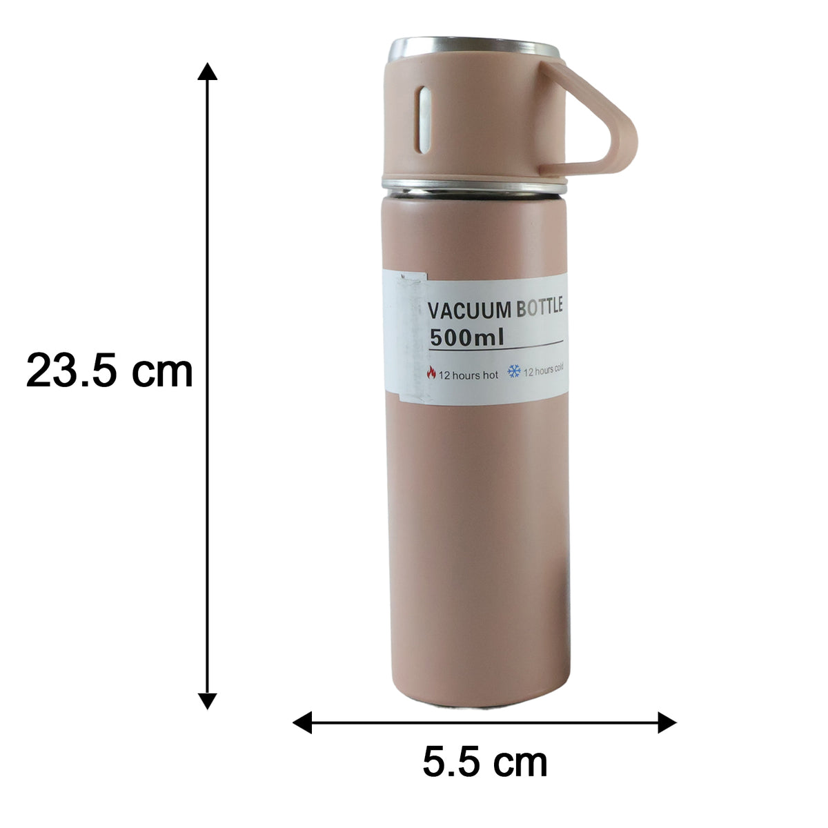 Stainless Steel Vacuum Flask Set with 3 Steel Cups Combo for Coffee Hot Drink and Cold Water Flask Ideal Gifting Travel Friendly Latest Flask Bottle. (500ml)
