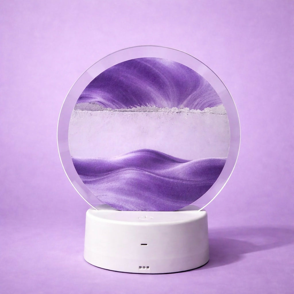 Purple Round Moving Sand Art LED Lamp Decorative Night Light