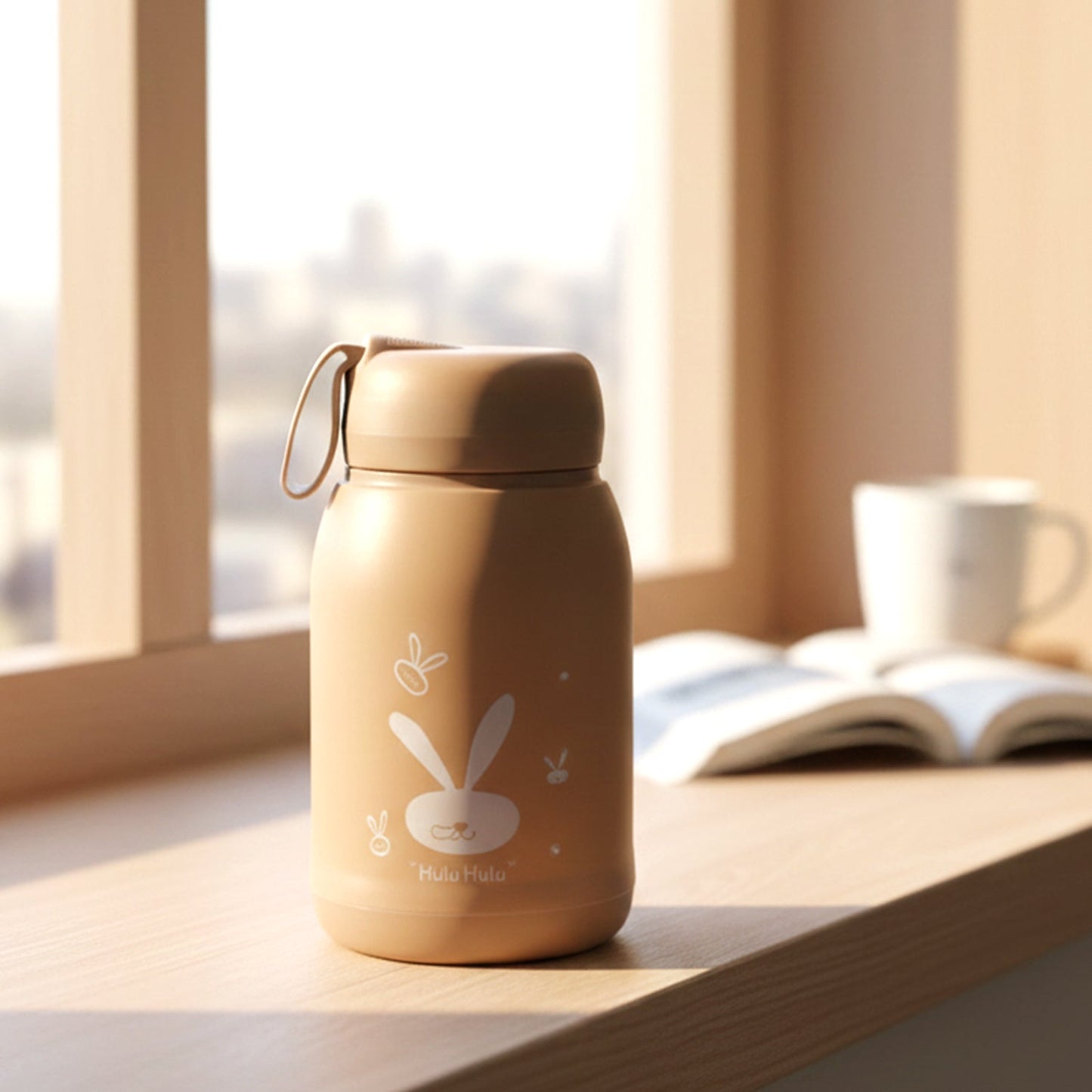 Cute Bunny Print Glass Drinking Bottle (330ML / 1 Pc)