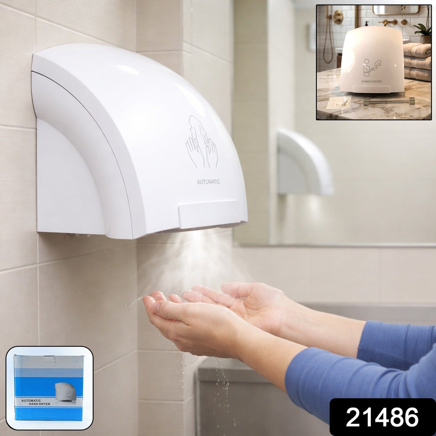 Electric Wall Mounted Automatic Sensor Hand Dryer (1 Pc)