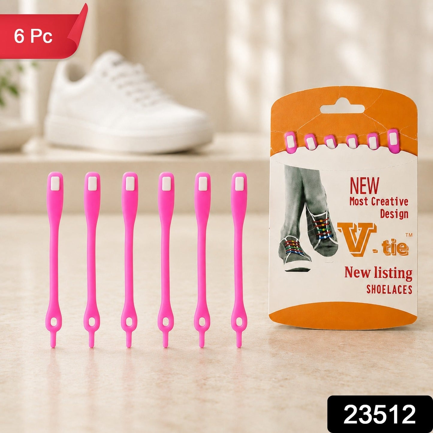 Stretchable Silicone Shoelaces No Tie Elastic Laces for Shoes (6 Pc)