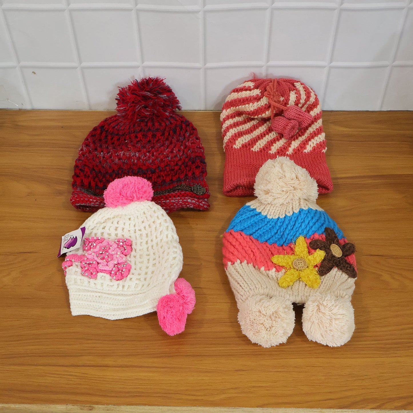 Cute Winter Woolen Knitted Caps for Men & Women (1 Pc, Mix Design)